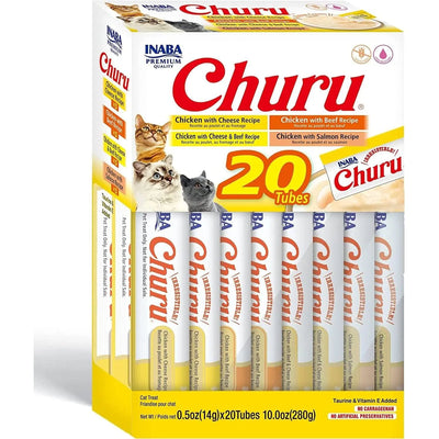 Inaba Churu Chicken & Beef Variety Creamy Puree Lickable Cat Treats,20 Tubes / .5 oz Inaba